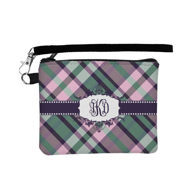 Custom Plaid with Pop Wristlet ID Case w/ Monogram