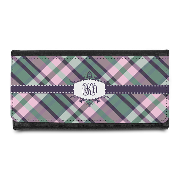 Custom Plaid with Pop Leatherette Ladies Wallet (Personalized)