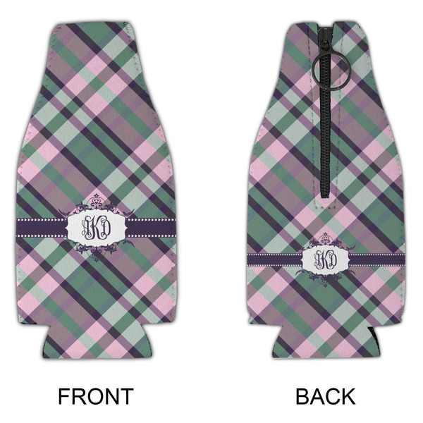 Plaid with Pop Zipper Bottle Cooler - APPROVAL