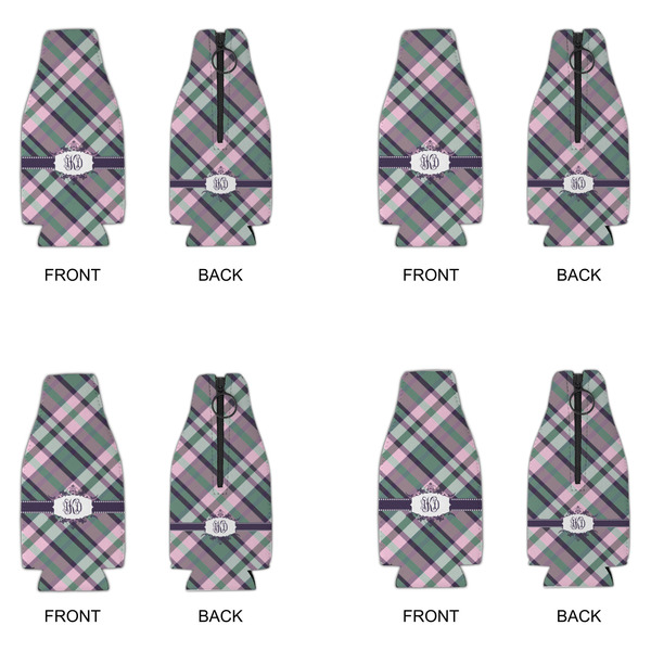 Plaid with Pop Zipper Bottle Cooler - Set of 4 - APPROVAL