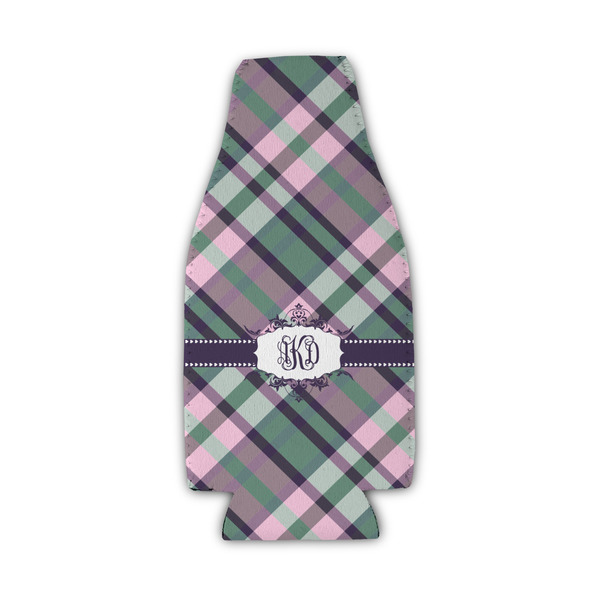 Plaid with Pop Zipper Bottle Cooler - Set of 4 - FRONT