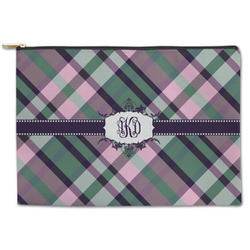 Plaid with Pop Zipper Pouch - Large - 12.5"x8.5" (Personalized)