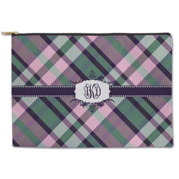 Custom Plaid with Pop Zipper Pouch - Large - 12.5"x8.5" (Personalized)