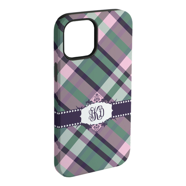 Custom Plaid with Pop iPhone Case - Rubber Lined (Personalized)
