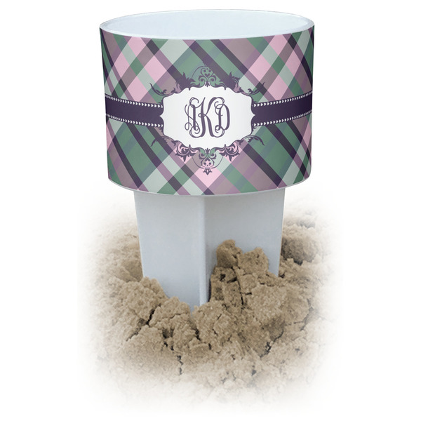 Custom Plaid with Pop White Beach Spiker Drink Holder (Personalized)