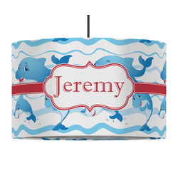 Dolphins 12" Drum Pendant Lamp - Fabric (Personalized)