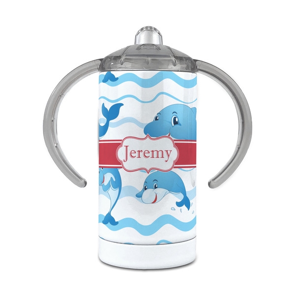 Custom Dolphins 12 oz Stainless Steel Sippy Cup (Personalized)