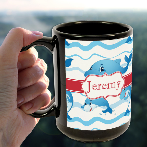 Dolphins 15oz. Black Mug - LIFESTYLE