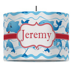 Dolphins 16" Drum Pendant Lamp - Fabric (Personalized)