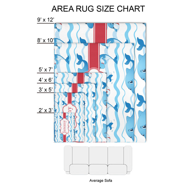 Dolphins 2'x3' Indoor Area Rugs - Size Chart