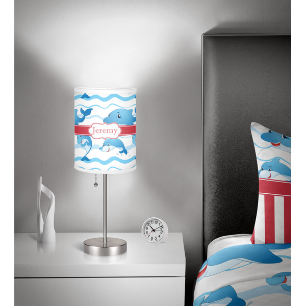 Dolphins 7 inch drum lamp shade - in room