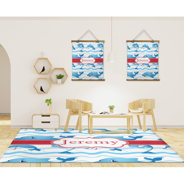 Dolphins 8'x10' Indoor Area Rugs - IN CONTEXT