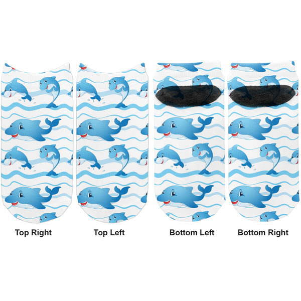 Dolphins Adult Ankle Socks - Double Pair - Front and Back - Apvl