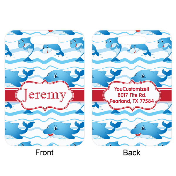 Dolphins Aluminum Luggage Tag (Front + Back)