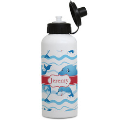 Dolphins Water Bottles - Aluminum - 20 oz - White (Personalized)