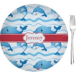 Dolphins 8" Glass Appetizer / Dessert Plates - Single or Set (Personalized)