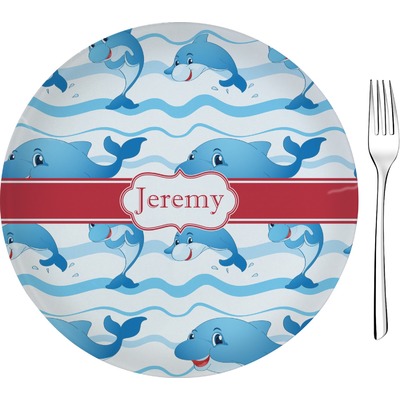 Custom Dolphins 8" Glass Appetizer / Dessert Plates - Single or Set (Personalized)