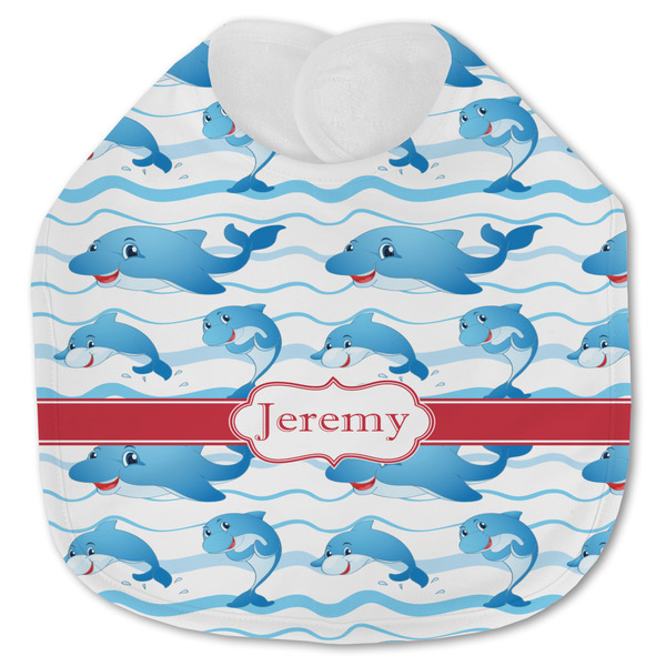 Custom Dolphins Jersey Knit Baby Bib w/ Name or Text