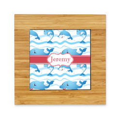Dolphins Bamboo Trivet with Ceramic Tile Insert (Personalized)