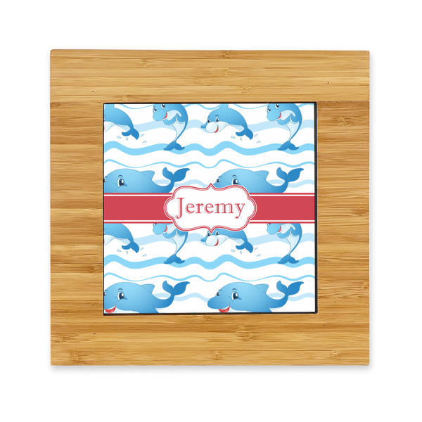 Custom Dolphins Bamboo Trivet with Ceramic Tile Insert (Personalized)