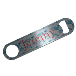 Dolphins Bar Bottle Opener - Silver w/ Name or Text