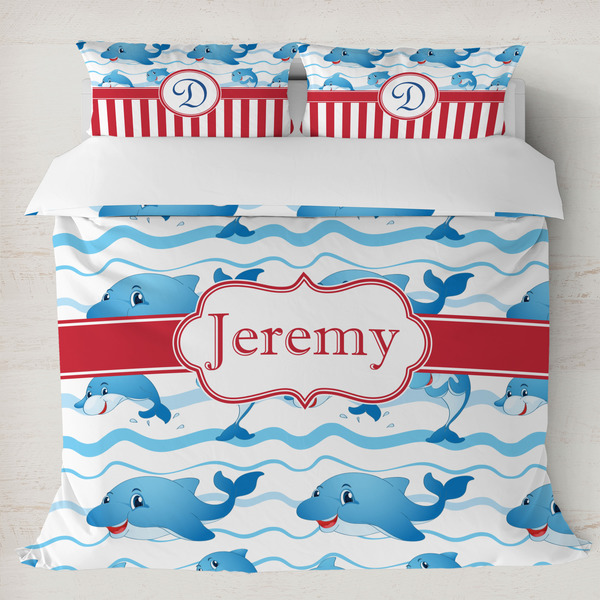 Custom Dolphins Duvet Cover Set - King (Personalized)