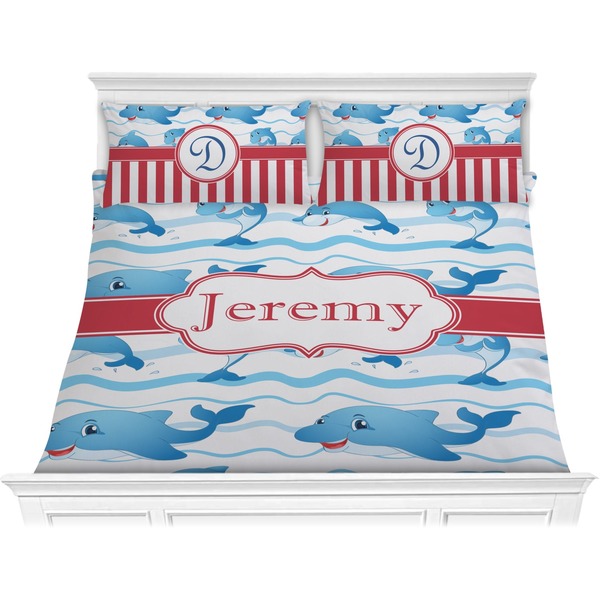 Custom Dolphins Comforter Set - King (Personalized)