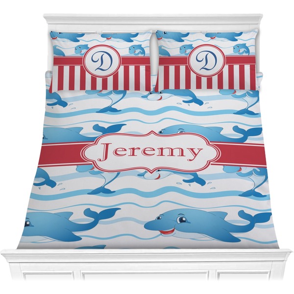 Custom Dolphins Comforter Set - Full / Queen (Personalized)