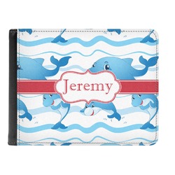 Dolphins Genuine Leather Men's Bi-fold Wallet (Personalized)