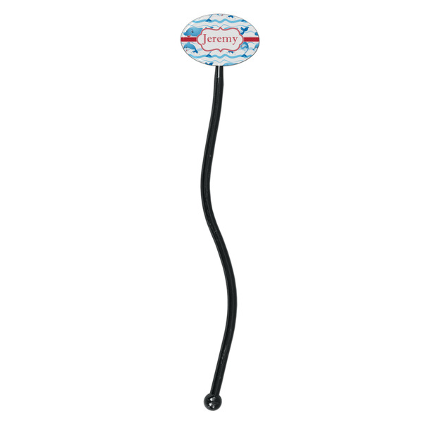 Dolphins Black Plastic 7" Stir Stick - Oval - Single Stick