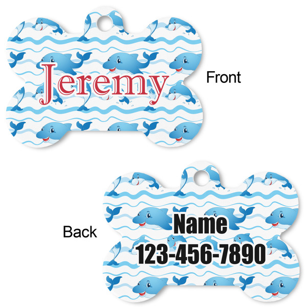 Dolphins Bone Shaped Dog ID Tag - Large - Approval