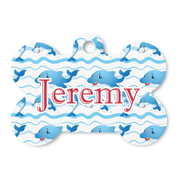 Custom Dolphins Bone Shaped Dog ID Tag (Personalized)