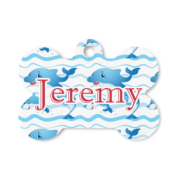 Custom Dolphins Bone Shaped Dog ID Tag - Small (Personalized)