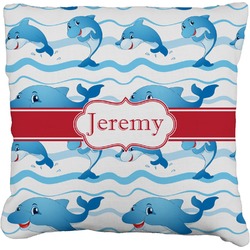 Dolphins Faux-Linen Throw Pillow 16" (Personalized)