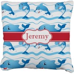 Dolphins Faux-Linen Throw Pillow 18" (Personalized)