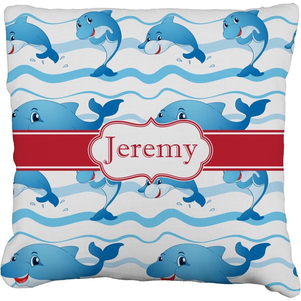 Custom Dolphins Faux-Linen Throw Pillow 18" (Personalized)