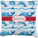 Dolphins Faux-Linen Throw Pillow 20" (Personalized)