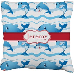 Dolphins Faux-Linen Throw Pillow 20" (Personalized)