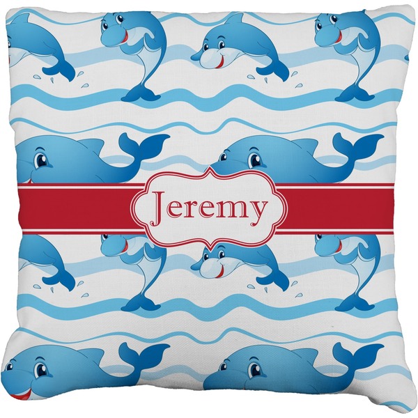 Custom Dolphins Faux-Linen Throw Pillow 20" (Personalized)