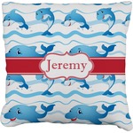 Dolphins Faux-Linen Throw Pillow (Personalized)