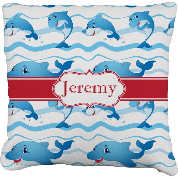 Custom Dolphins Faux-Linen Throw Pillow (Personalized)