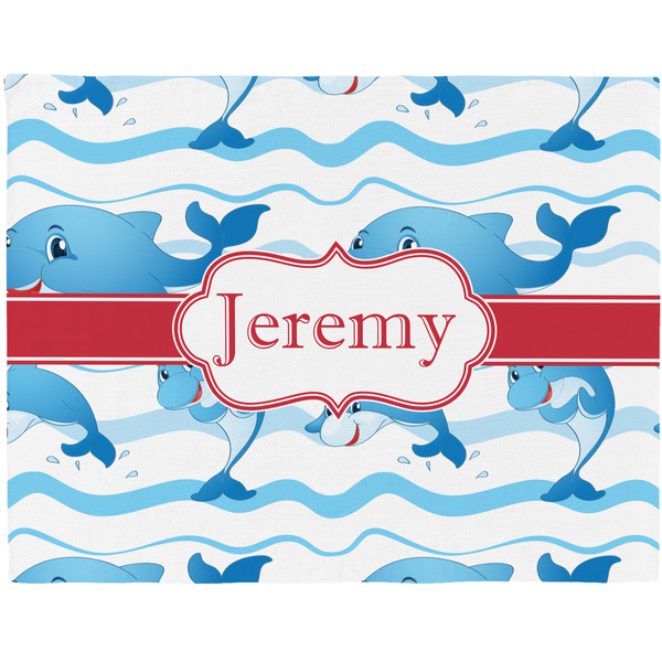 Custom Dolphins Woven Fabric Placemat - Twill w/ Name or Text