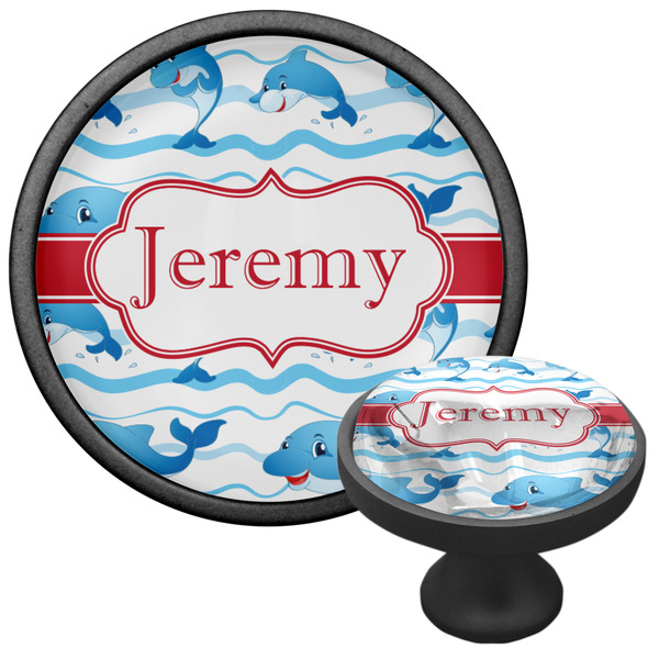Dolphins Cabinet Knob - Black - Multi Angle