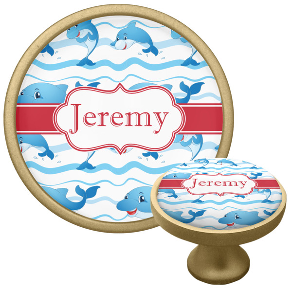 Custom Dolphins Cabinet Knob - Gold (Personalized)