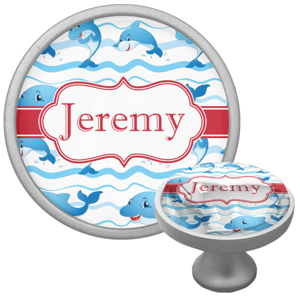 Custom Dolphins Cabinet Knob (Silver) (Personalized)