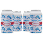 Dolphins Can Cooler (12 oz) - Set of 4 w/ Name or Text