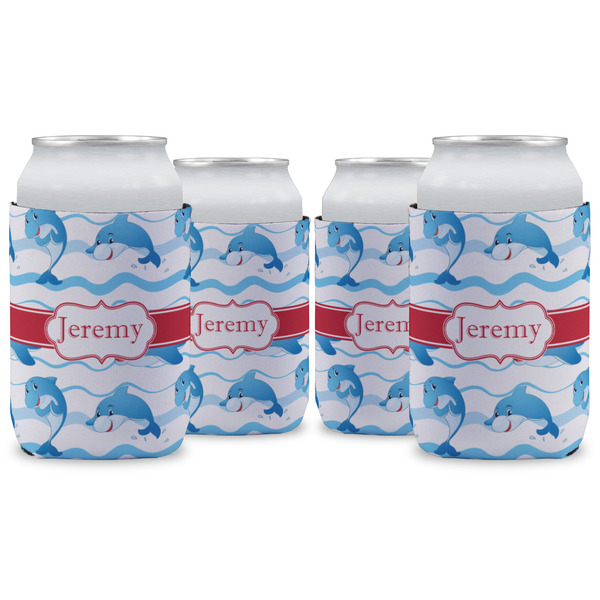 Custom Dolphins Can Cooler (12 oz) - Set of 4 w/ Name or Text
