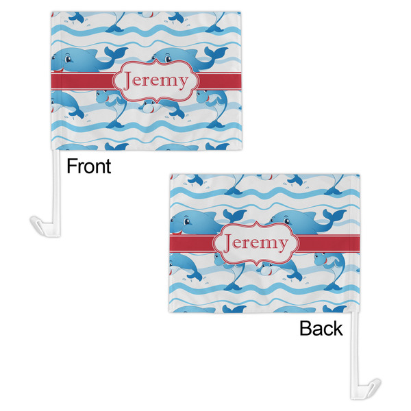 Dolphins Car Flag - 11" x 8" - Front & Back View