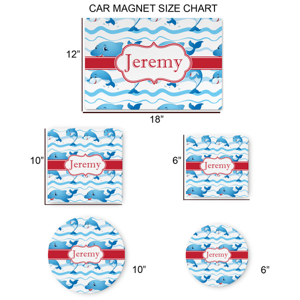 Dolphins Car Magnets - SIZE CHART