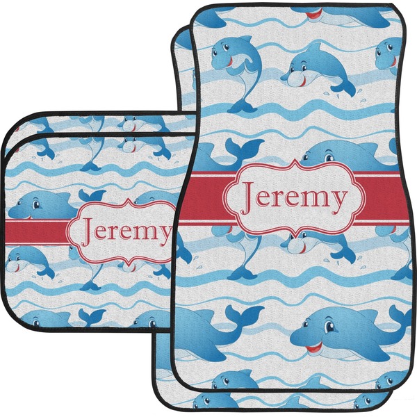 Custom Dolphins Car Floor Mats Set - 2 Front & 2 Back (Personalized)